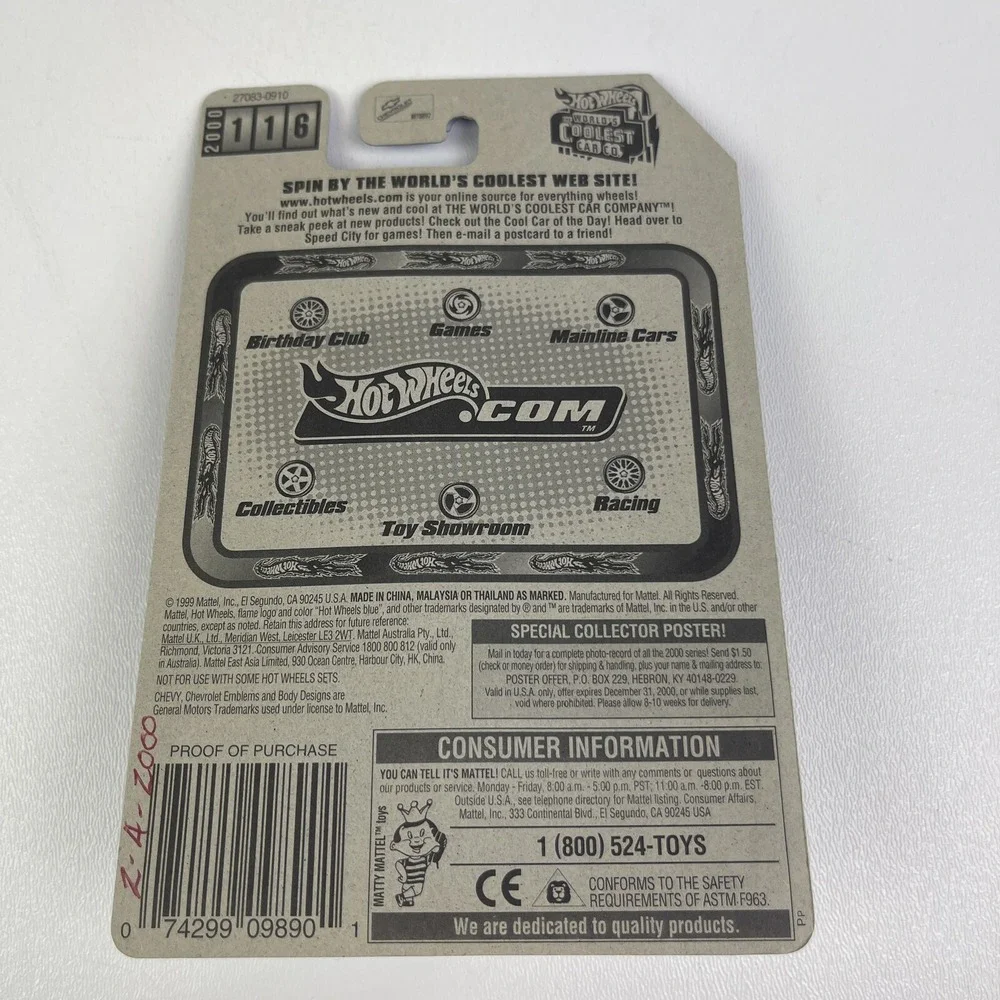 Vintage Hot Wheels 1998 Blue White Card 1000 59 Impala